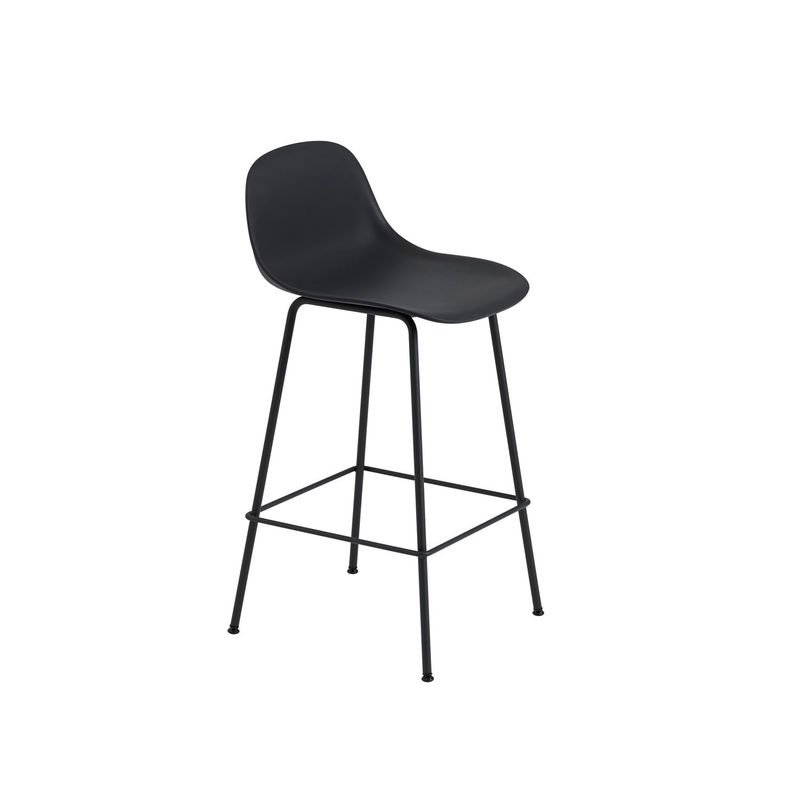 Muuto Fiber Barhocker mit Rückenlehne und Rohrgestell in Schwarz Matt - Bild 2