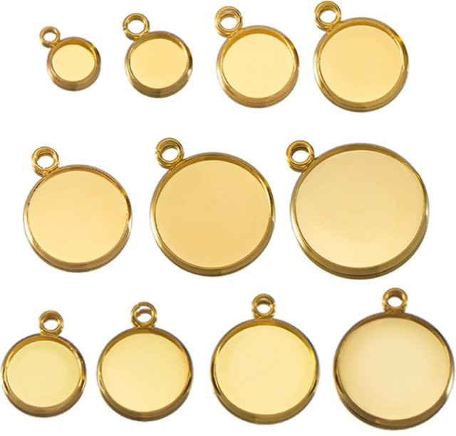 MINGXUAN Anhängerfassung Edelstahl, goldfarben, rund, Unisex - Bild 1