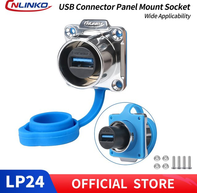 CNLINKO M24 Wasserdichte USB 2.0/3.0 Buchse zur Panelmontage mit USB-A und USB-C in Silber für Automobil, Marine und Outdoor - Bild 1