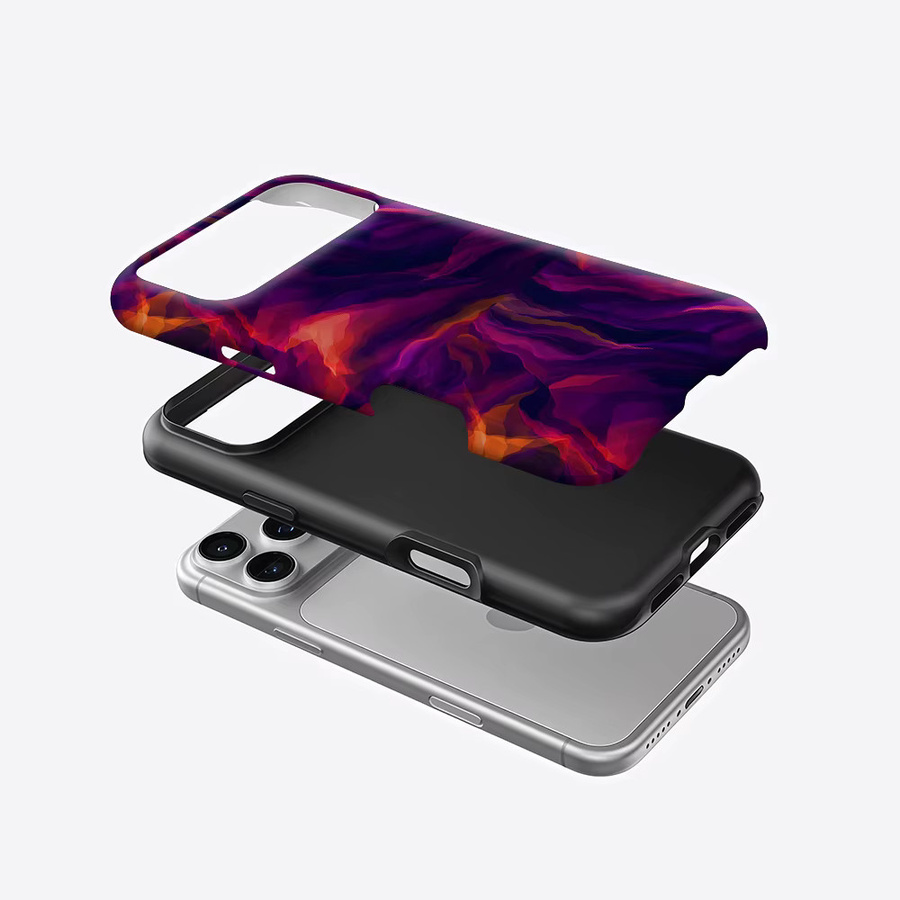 Potdemiel Aurea Case Matte Bumper MagSafe Schutzhülle für iPhone mit Wellenmuster in Lila und Orange - Bild 2