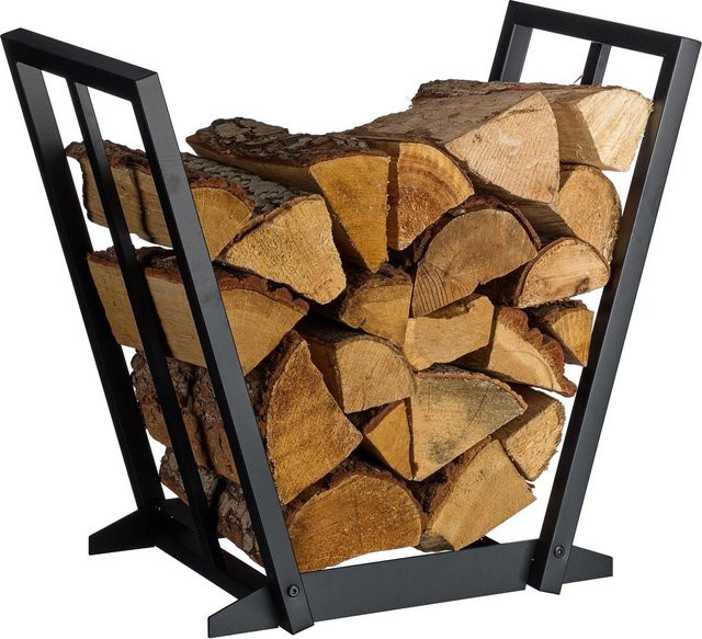 Relaxdays Kaminholzregal im V-Design aus Eisen in Schwarz, B/T/H: 55,5 x 62 x 35 cm - Bild 1
