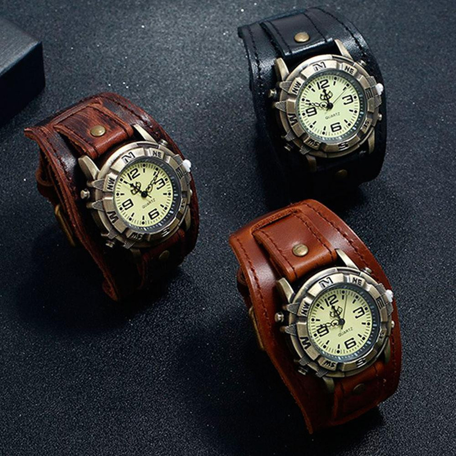 YIRAN Armbanduhr Quarz, Legierung, Leder, Schwarz, Herren - Bild 2
