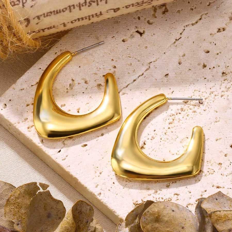 HPTOTMG Ohrringe, Gold Farbe, Edelstahl, Damen, C-förmig, Leopard-Kopf - Bild 2