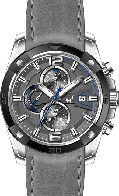 HEINRICHSSOHN Herrenuhr, Quarz, Edelstahl, Leder, Silber, Grau, 10 ATM - Bild 1