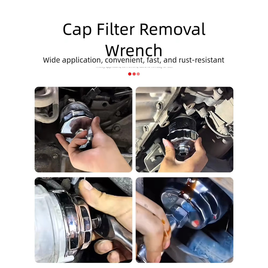 Ölfilter-Entfernungswerkzeug für Maschinen mit 1/2 Zoll Anschluss, Endkappe für 64mm bis 89mm, Farbe: Silber - Bild 3