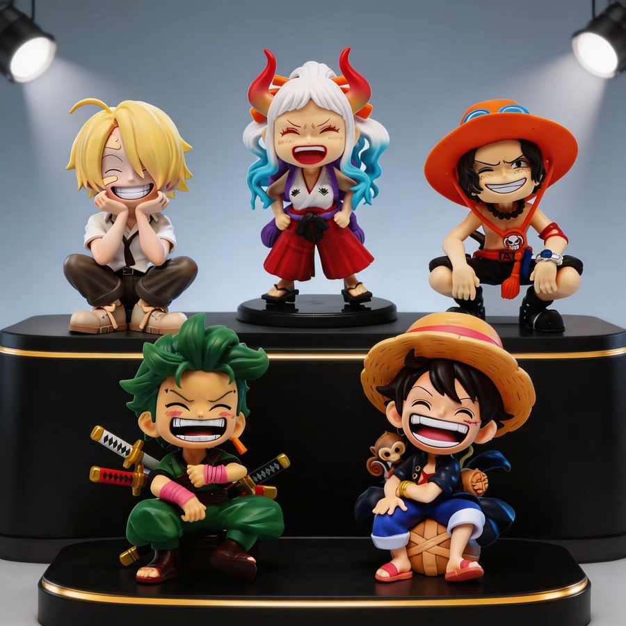 Bandai One Piece Anime Actionfiguren Q-Version sitzende Luffy Zoro Sanji in Multicolor, Höhe: 13 cm - Bild 3