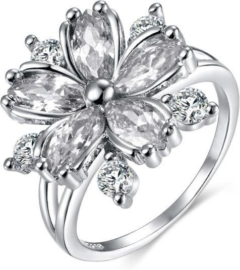 YIRAN Jewelry Blumenring 925 Silber, Zirkonia, Weiß, Damen - Bild 1