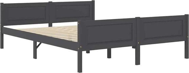 vidaXL Massivholzbett aus Kiefer in Grau, B/T/H: 140 x 200 x 63 cm - Bild 1