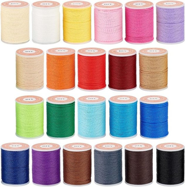 22 Rollen gewachste Polyesterschnur in Multicolour, 1 mm Durchmesser, 264 Yards Gesamtlänge für Heimwerker und Näharbeiten - Bild 1