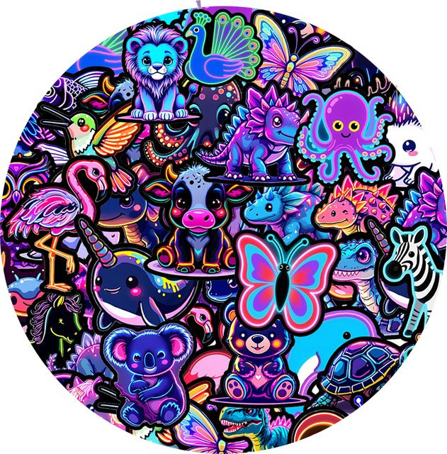 Kpustyle Neon Tier Cartoon Graffiti Aufkleber Multicolor für Laptop, Telefon und Tagebuch - Bild 1