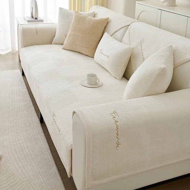 Rutschfester Sofabezug von Your Warm Home mit floralem Design in Weiß, abnehmbare Couchschutz-Decke aus Mikrofaser, Breite: 90 cm, Tiefe: 120 cm - Bild 1