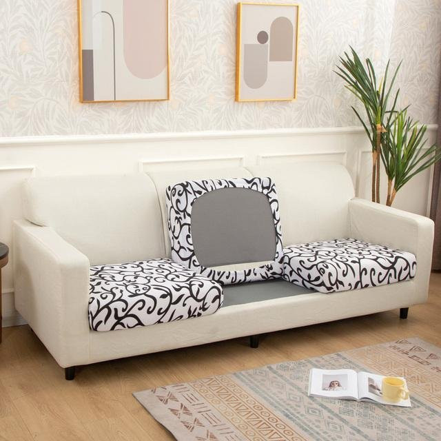 BRHUIXUE Stretch Sitzkissenbezug für Sofa und Stühle, Waschbar und Rutschfest, Farbe: Weiß - Bild 1
