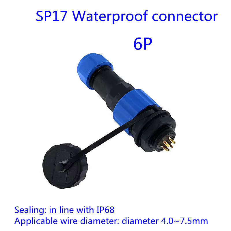 Wasserdichter Kabelstecker SP17 IP68 Outdoor Steckverbinder in Blau - Bild 2