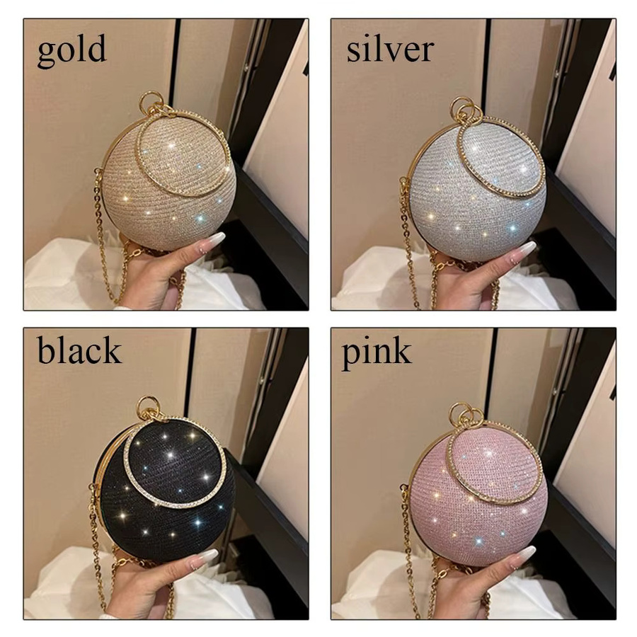Abendtasche, goldfarbene helle Seide, Strass, dekorative Kette, Clutch - Bild 3