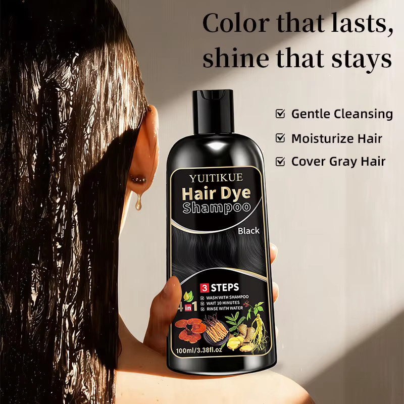 YUITIKUE Haarfärbeshampoo Serum, Schwarz, 100 ml - Bild 5