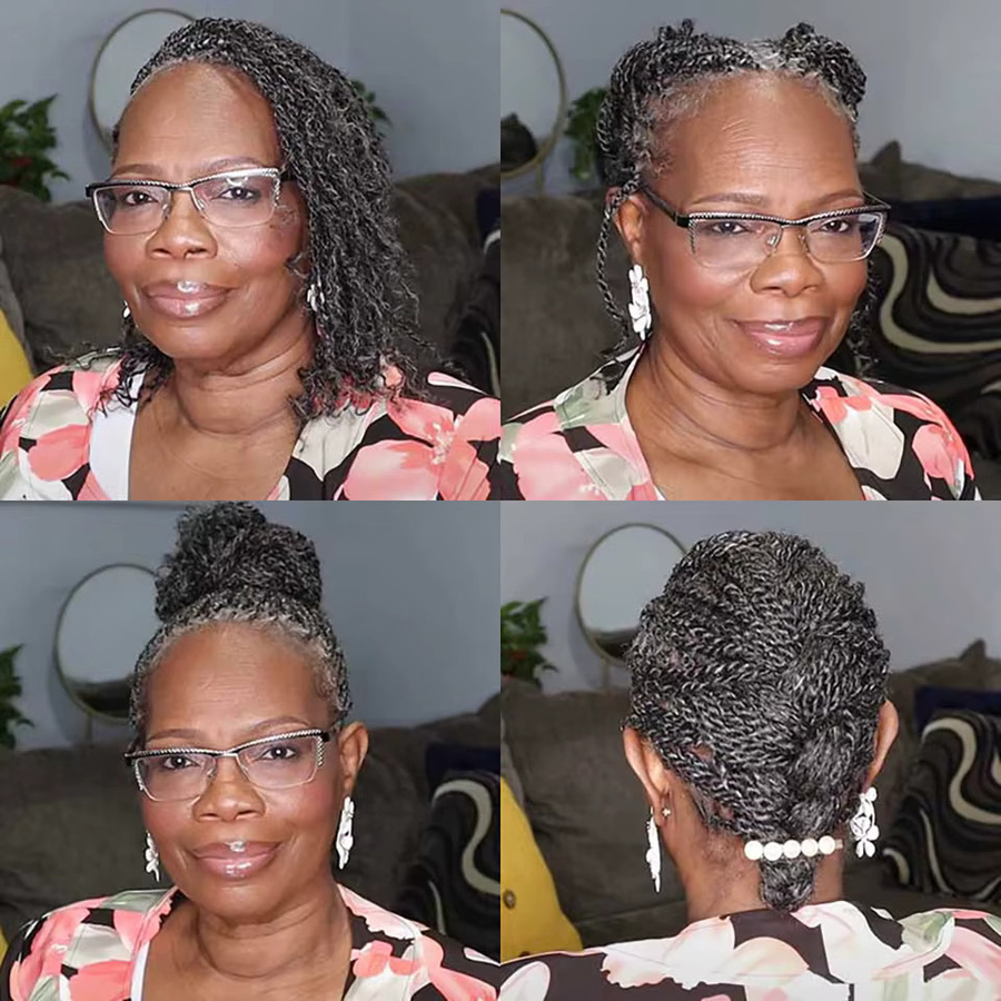 Sleek Peruanisches Salz-Pfeffer-Afro Haar, Lila, Remy Haar zum Flechten - Bild 2