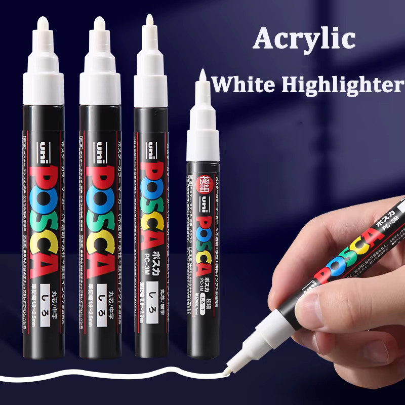 Uni POSCA Marker Weiß Permanent mit Bullet-Spitze für Graffiti und Poster - Bild 2
