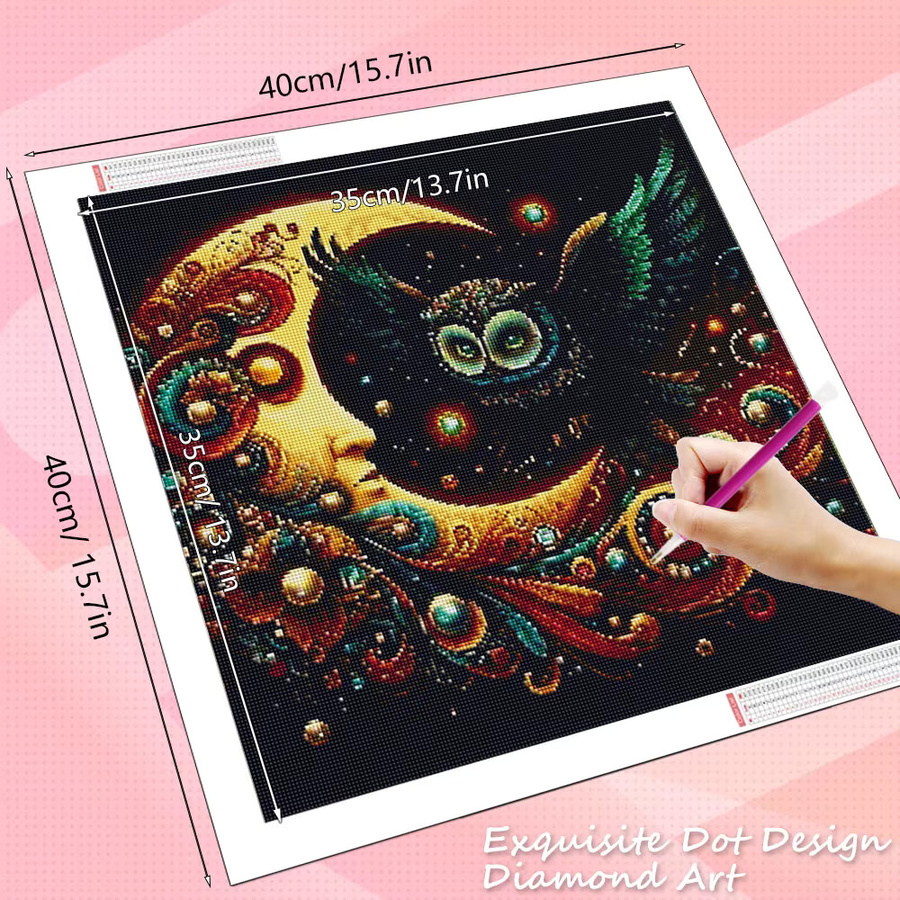 HUACAN Diamantmalerei Set Eule in Mondlandschaft als DIY Wanddekoration in Multicolour - Bild 2