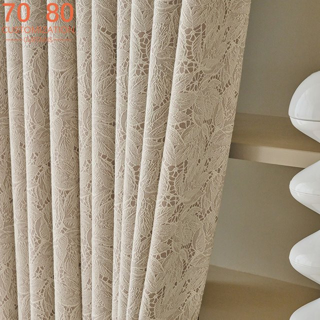 JESSANS Verdunkelungsvorhänge aus Spitze und Jacquard mit floralem Muster in Blau, Wärmedämmung für Schlafzimmer, Wohnzimmer und Balkon - Bild 1