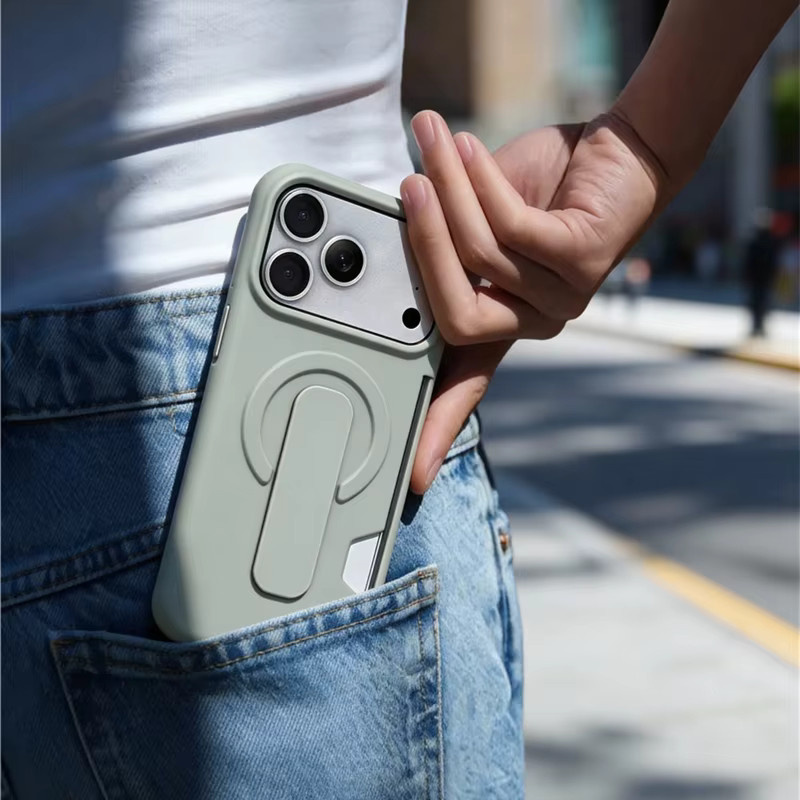 Fudusaidman Magnetische Flüssig-Silikon Hülle für iPhone 17 16 15 14 13 Pro Max mit MagSafe, Trageriemen, Kartenfach und Stoßschutz in Grün - Bild 3