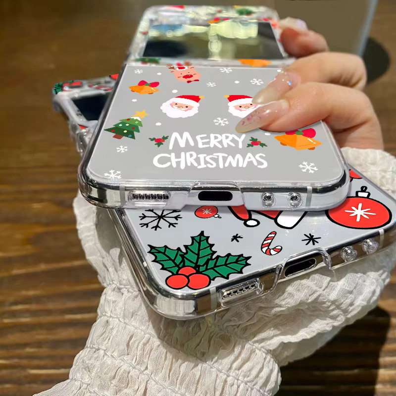 Handyhülle mit Weihnachtsbaum-Cartoon-Druck für Samsung Galaxy Z Flip 7, 6, 5, 4, 3 5G, transparente harte PC-Abdeckung - Bild 3