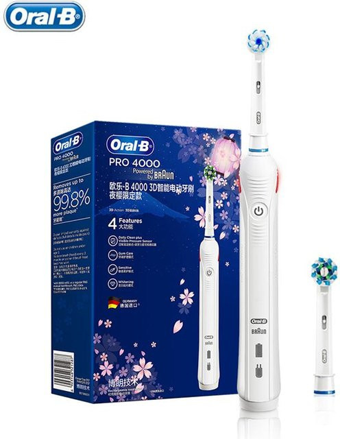 Oral B Ultraschall-Elektrozahnbürste Pro4000 3D Smart Zahnaufhellung in Weiß oder Schwarz - Bild 1