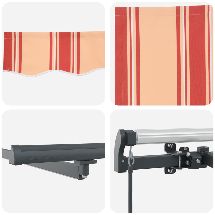 vidaXL Einziehbare Markise aus Polyester und Aluminium, Gelb und Orange, B: 300 cm, T: 250 cm - Bild 2