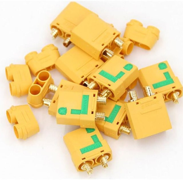 Amass XT90-S Stecker Set mit männlichem und weiblichem Anti-Funken Bullet Stecker in Gelb für Batterie, ESC und Ladegerät - Bild 1