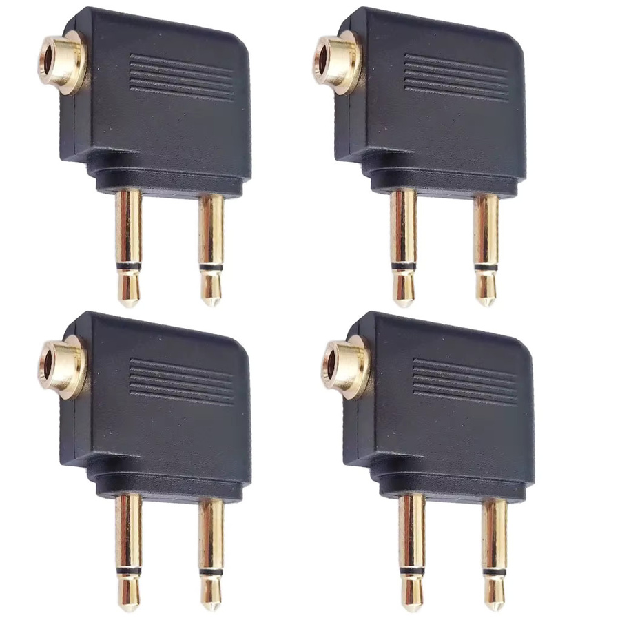 FRHY 4er-Set 3,5mm Klinke Airline Kopfhörer Adapter für Flugzeug Audio, Schwarz - Bild 2