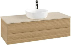 V&B Waschtischunterschrank Antao mit Frontstruktur in Eiche, B/T/H: 120 x 36 x 50 cm - Bild 1
