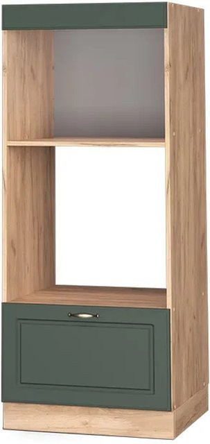 Vicco Mikrowellenschrank Fame-Line in Dunkelgrün und Gold im Landhausstil, Breite: 60 cm, Höhe: 153,6 cm, Tiefe: 44,23 cm - Bild 1