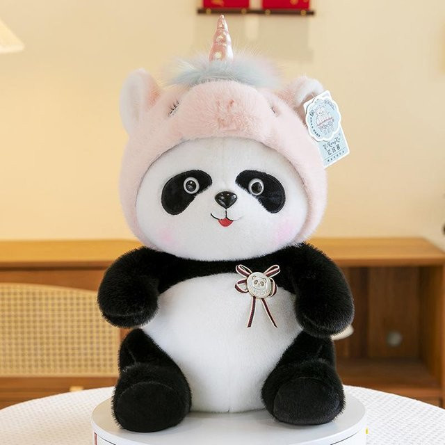 Einhorn-Panda-Puppe, Plüschtier, 35cm, bunt/mehrfarbig - Bild 1
