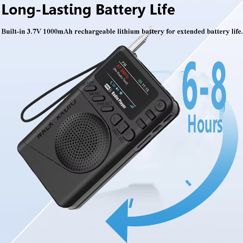 luxuglow Mini-Taschenradio mit DAB+/FM, Bluetooth-Lautsprecher und LCD-Display in Schwarz, MP3-Player mit TF-Karten-Unterstützung und Schlaf-Timer - Bild 6