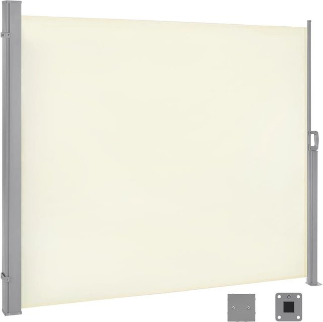 WOLTU Seitenmarkise ausziehbar mit Wandhalterung aus Metall und Polyestergewebe in Creme, B/H: 180 x 350 cm - Bild 1