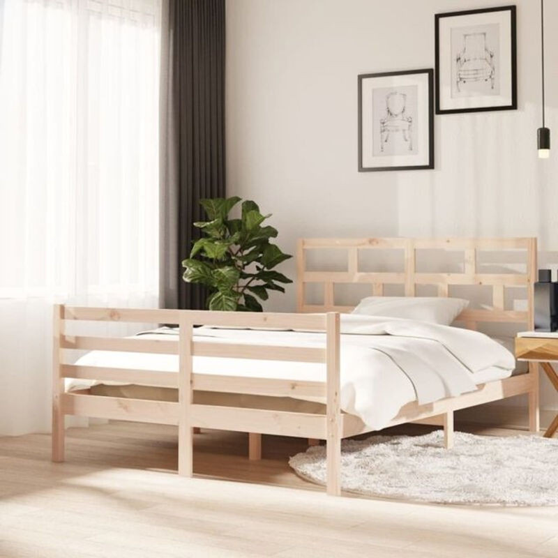 Massivholzbett Vidaxl aus Kiefer in Braun und Natur im skandinavischen Design, B/T: 140 x 200 cm - Bild 1