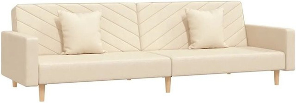 vidaXL Schlafsofa 2-Sitzer Click-Clack mit 2 Kissen, Farbe Beige, Stoff, B/T/H: 100 x 200 cm