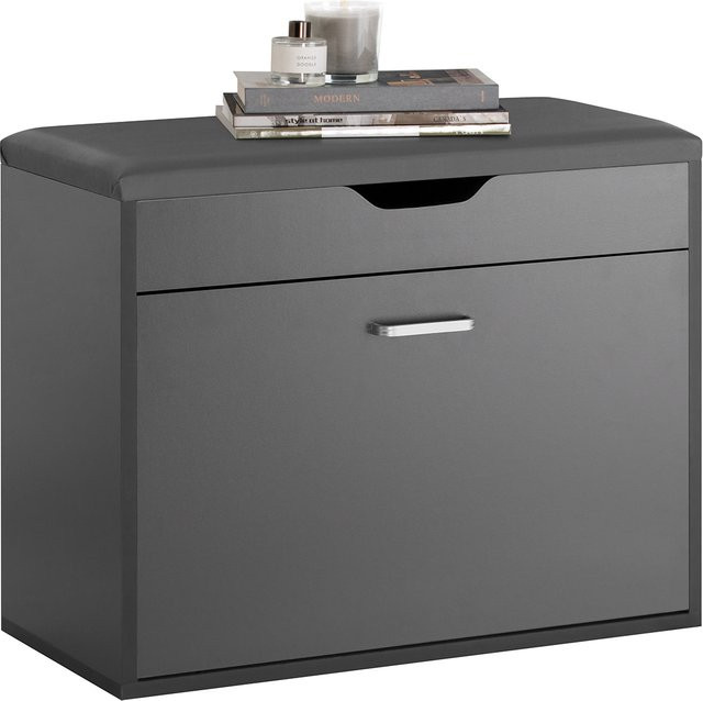 SoBuy Schuhbank FSR95 mit Sitzkissen und Schuhregal in Schwarz, B/T/H: 60 x 50 x 30 cm - Bild 1