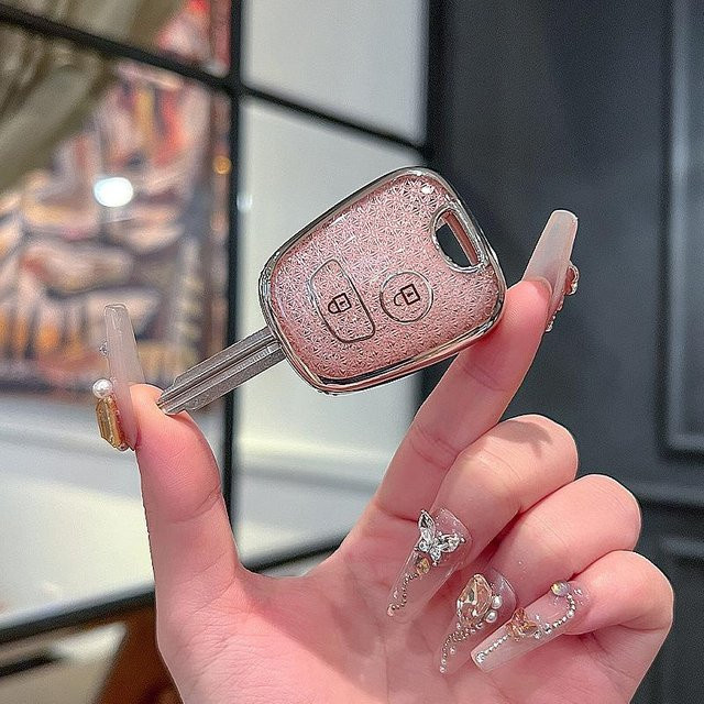 Diamant Rosa und Grau Schlüsselanhänger Fernbedienung Abdeckung für Peugeot und Citroen Modelle - Bild 1
