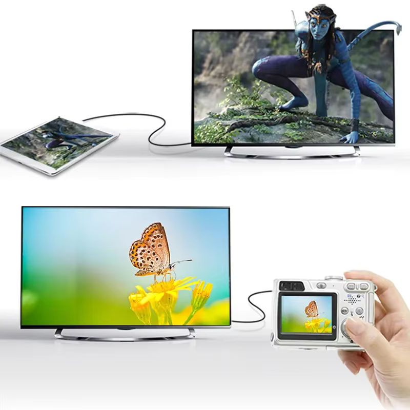 BSN HDMI-zu-HDMI-Kabel Nylon HD 4K@60Hz V2.0 Verlängerungskabel Stecker auf Stecker, Schwarz - Bild 2