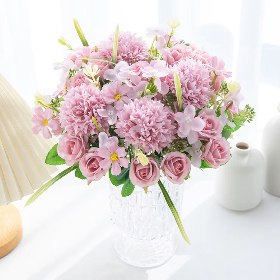 Künstliche Seidenrosen von smr in Beige und Pink für Hochzeitskranz, Brautstrauß und Garten-Dekoration - Bild 1