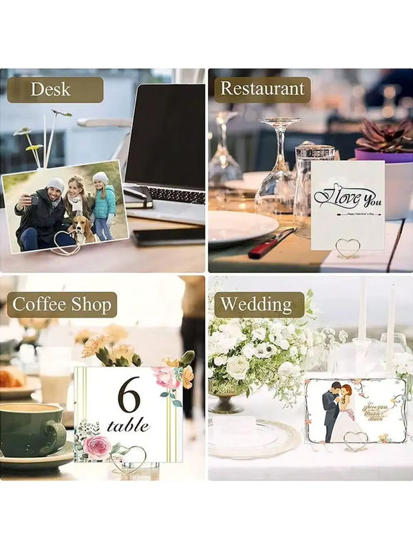Herzförmiger Tischkartenhalter aus Metall für Hochzeiten und Partys, silber und mehrfarbig - Bild 3