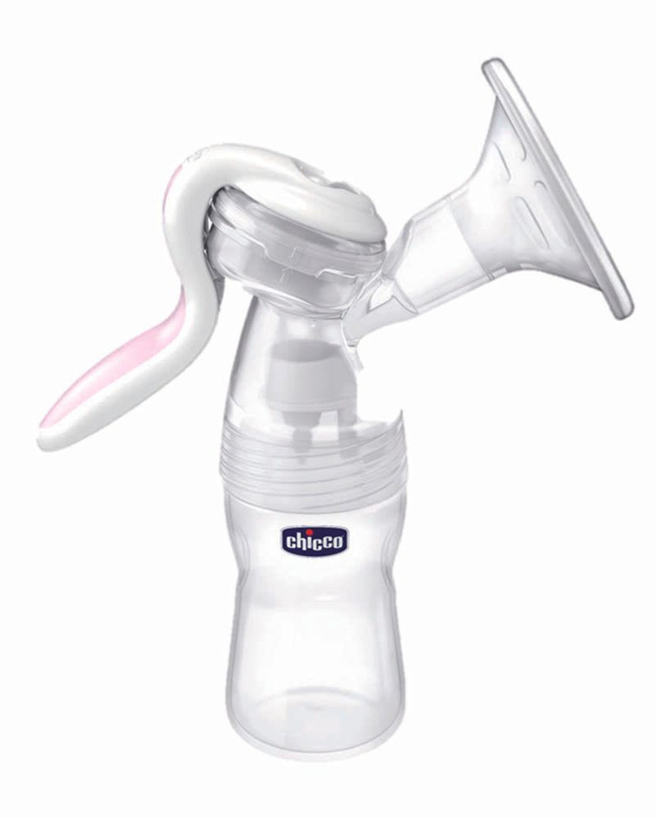 Chicco Hand-Milchpumpe Natural Feeling in Pink und Weiß mit Silikon-Elementen - Bild 1