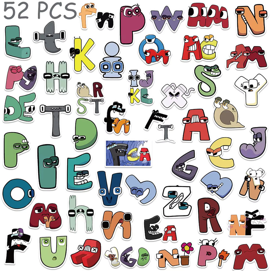 52 Stück Cartoon Graffiti Alphabet Lore Aufkleber, wasserdicht, Multicolour - Bild 3