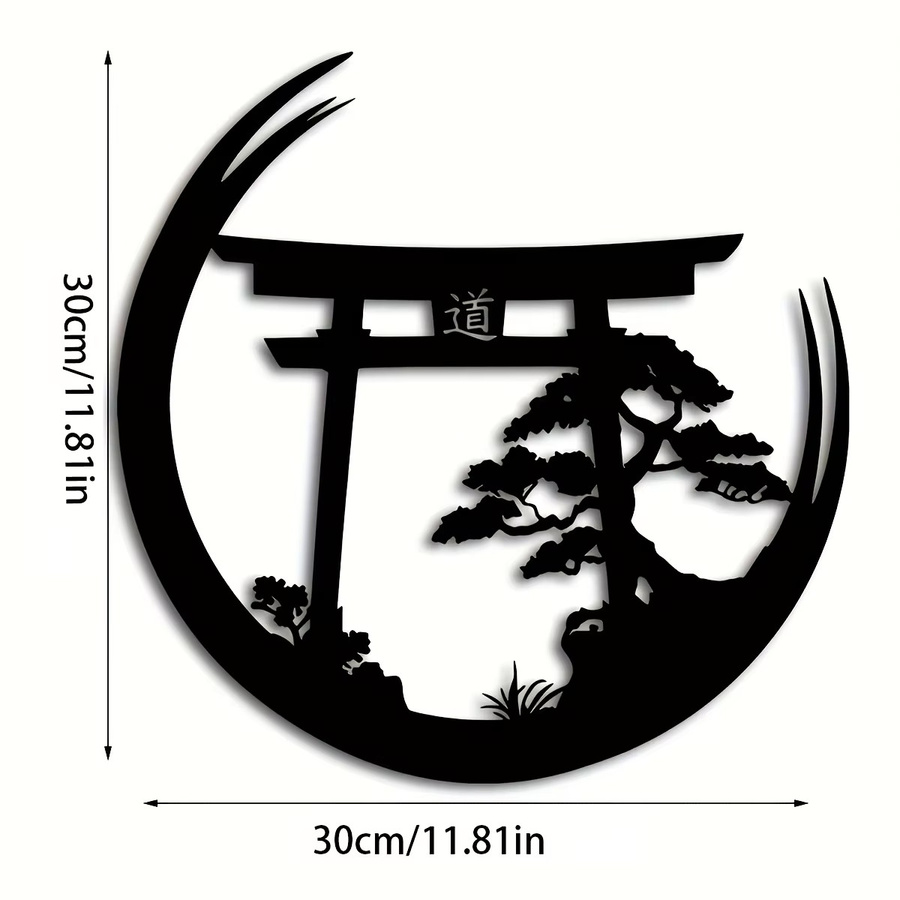CIFBUY Japanisches Bonsai Torii Wandkunst aus Metall in Schwarz als orientalische Hängedekoration - Bild 2