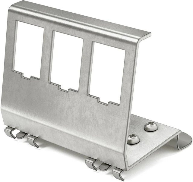 hb-digital Hutschienenadapter für 3 Keystone Module aus Edelstahl in Silber für 35mm DIN-Schienen - Bild 1