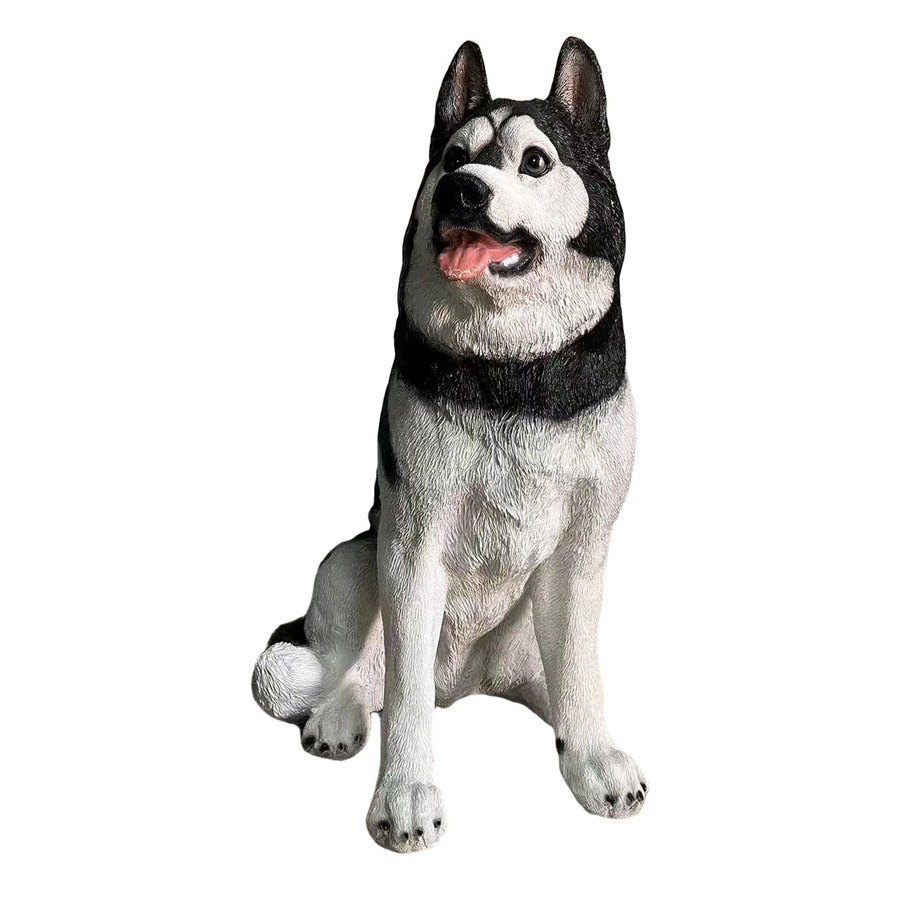 Relaxdays Gartenfigur Hund Husky aus Polyresin und Fiberglas in Naturfarben, wetterbeständig und frostfest, H: 86 cm, B: 49 cm, T: 62 cm - Bild 2