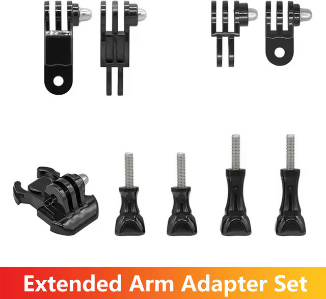 Erweiterte Pivot Arm Adapter Mount Basis Schraube für GoPro Hero 13 12 11 10 9, Insta360, SJCAM und DJI Osmo Action Kamera Zubehör Set in Schwarz - Bild 1