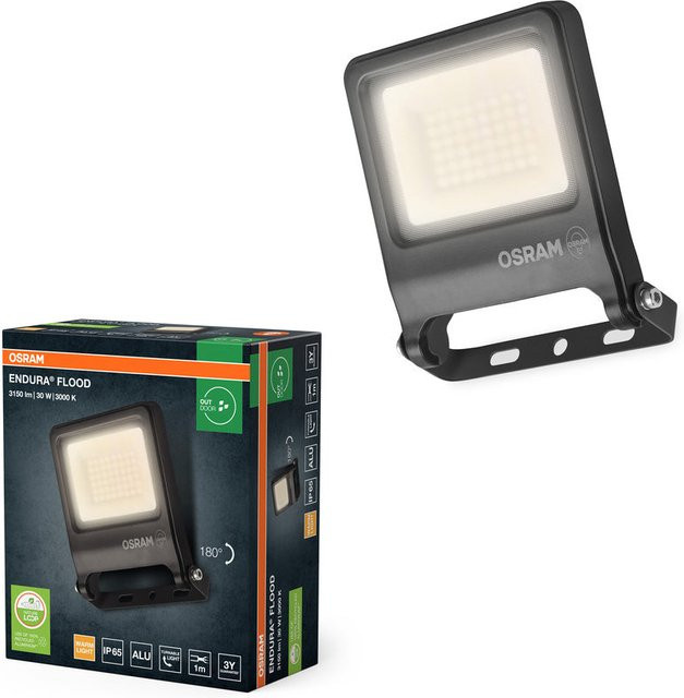 Osram Endura Flood PC LED-Fluter, 30W, 3000 Lumen, 3000K Warmweiß, IP65, Grau - Bild 1