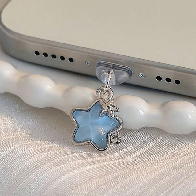 Diamond Star Staubschutz-Charm für iPhone, Samsung und Huawei mit USB-C und Micro-USB Anschluss in Blau - Bild 1
