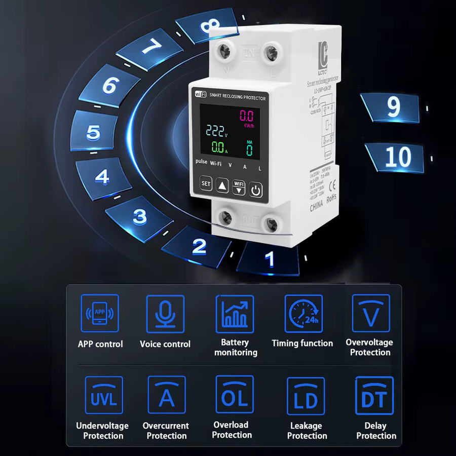 Tuya WiFi Intelligentes 10-in-1 AC-Energiemessgerät mit Digitaldisplay und App-Steuerung, Voltmeter und Strommessgerät in Weiß, DIN-Montage - Bild 4